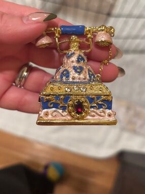 Ornate Vintage-Style Jeweled Decorative Telephone Trinket